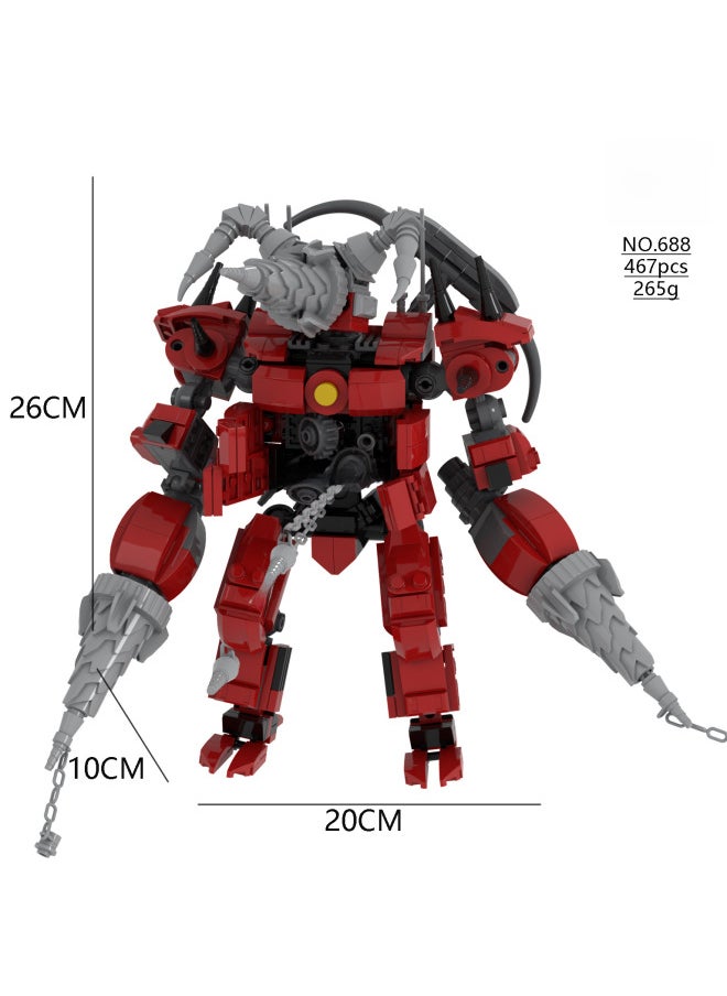Overseas Monitor Man Toilet Man Toy War Monitor King Building Blocks Moc Titan Sound Handheld Model-Color:667 Red Lotus Biochemical Monitor