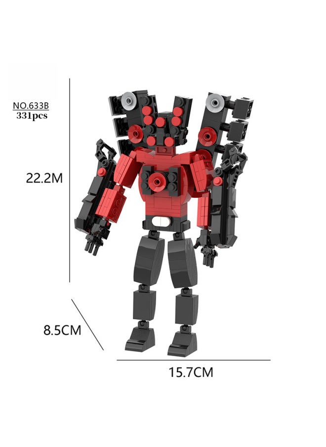 Overseas Monitor Man Toilet Man Toy War Monitor King Building Blocks Moc Titan Sound Handheld Model-Color:667 Red Lotus Biochemical Monitor