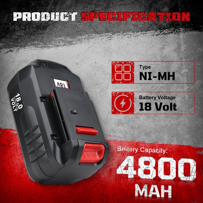 Masione 2Pack Pc18B 18V 4.8Ah Ni-Mh Replacement For Porter Cable 18V Battery Ni-Mh  Compatible With Porter Cable 18V Pc18B-2 Pcc489N Pcmvc Pcxmvc Cordless Power Tools - Image 2