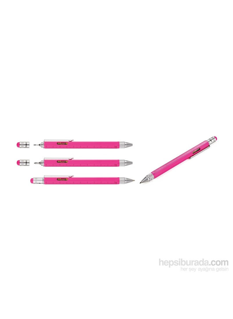 Troika Pıp20/Np Construction Spirit Level Stylus Ballpoint Pen - Pink 2 Separate Rulers in cm and Inches, Touch Crown, Screwdriver 