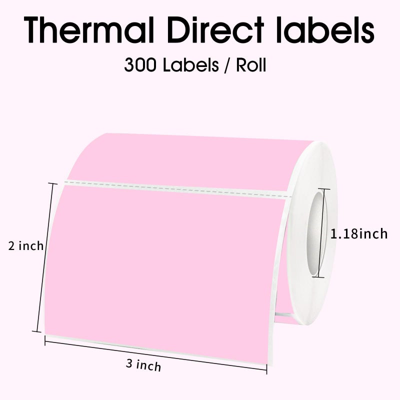 STARLIBOO 3x2 inch Color Direct Thermal Label Stickers for Shipping, Barcode, Address, Compatible with Rollo Label Printer & Zebra Desktop Printers (Pink) - Image 2