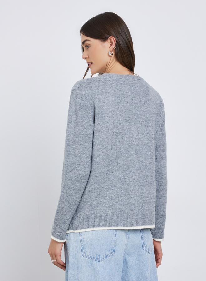 Styli Grey Regular Fit Buttoned Knit Cardigan - Image 5