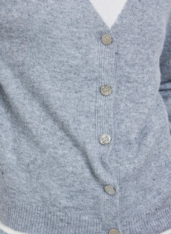 Styli Styli Grey Regular Fit Buttoned Knit Cardigan