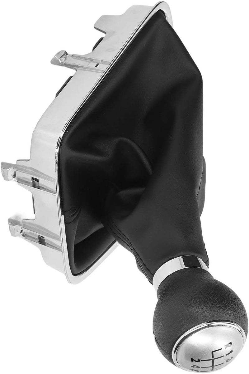 6 Speed Gear Shift Knob with PU Leather Boot, Manual Car Gear Stick Shift Knob, Ergonomic 6 - Speed Shifter for Smooth Driving, Replacement for Automotive Interior (Silver Cap) - Image 4