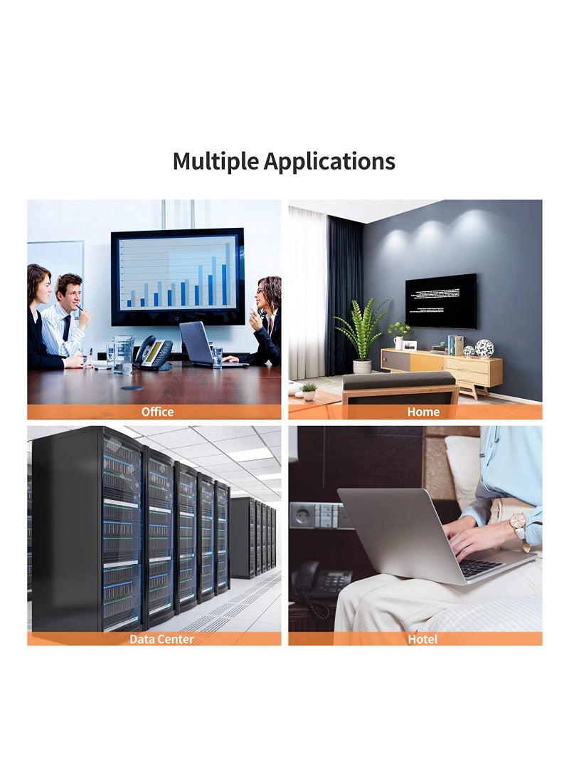 SOLARAE Cat6 Shielded Extension Cable, Shielded Extension Cable Male/Female Left Angle, FTP Cat6 Ethernet Cord Patch Cable, Gold Plated Contact, 0.5m(1.6FT) Black, for PC, Router, Modem, Printer, TV Box, PS5 - Image 5