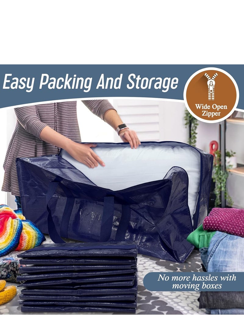 Arabest Extra Heavy Duty Large Moving Bags with Strong Zipper & Comfortable Handles, Sturdy & Durable Clothes Storage Bags Totes Bins, Blue Packing Moving Boxes for College Supplies, Dark Blue(6 Pack)  - Image 5