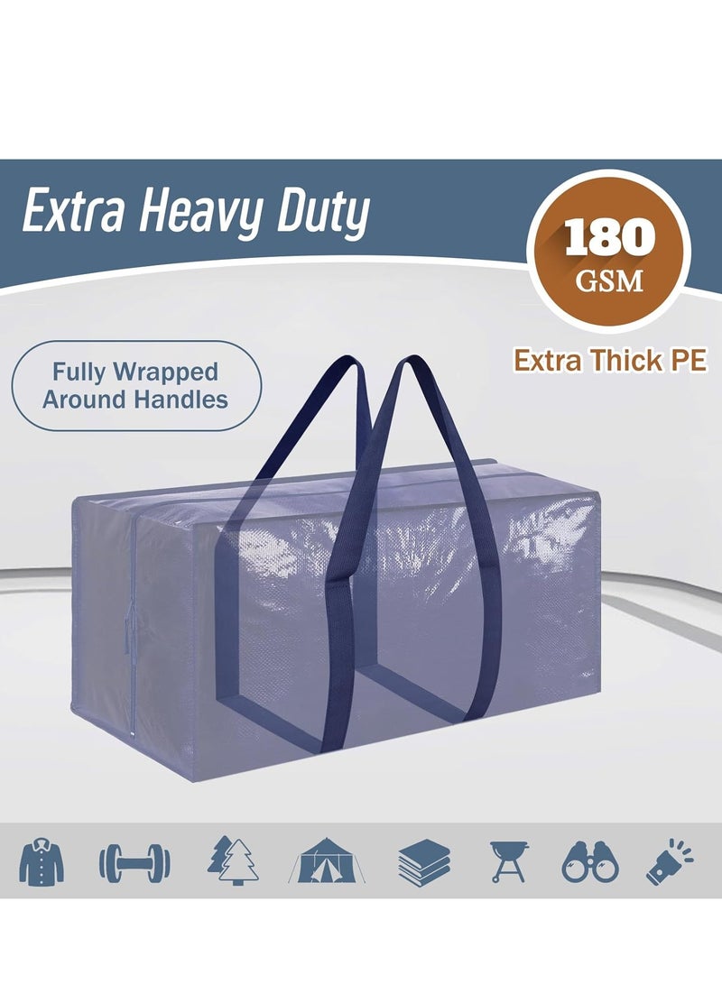 Arabest Extra Heavy Duty Large Moving Bags with Strong Zipper & Comfortable Handles, Sturdy & Durable Clothes Storage Bags Totes Bins, Blue Packing Moving Boxes for College Supplies, Dark Blue(6 Pack)  - Image 2