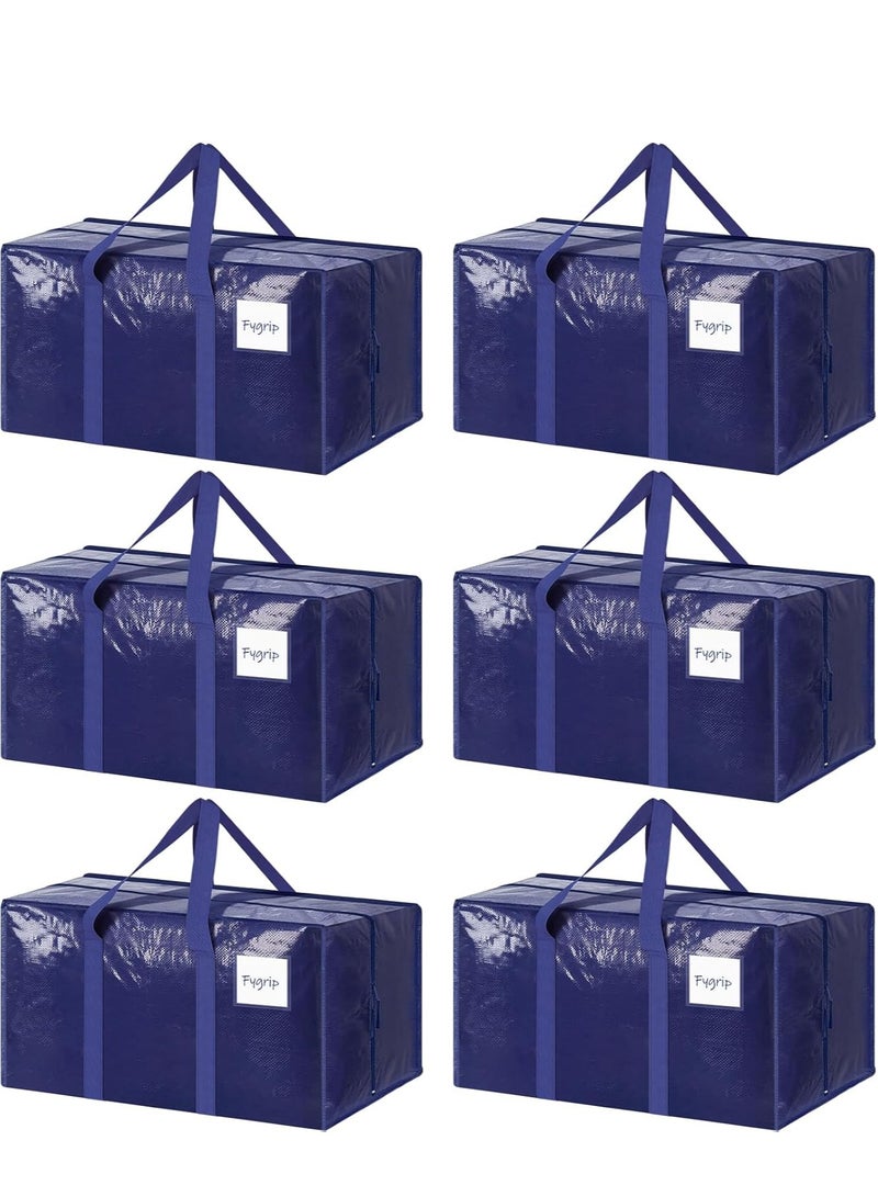 Arabest Extra Heavy Duty Large Moving Bags with Strong Zipper & Comfortable Handles, Sturdy & Durable Clothes Storage Bags Totes Bins, Blue Packing Moving Boxes for College Supplies, Dark Blue(6 Pack)  - Image 1
