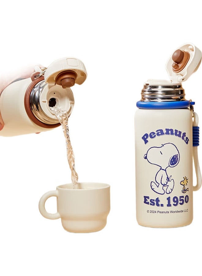 Snoopy Insulated Mug, 316 Stainless Steel, Large Capacity Water Bottle, For Students, Men And Women, Car-Mounted, Outdoor Portable Cup, 530Ml Blue - Image 2