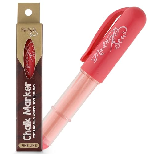 Madam Sew Fabric Chalk Markers for Sewing & Quilting | Refillable Tailors Chalk for Fabric Marking with Dosing Wheel | Ideal for Marking on Cotton, Knit, Suede [Red] - Image 1