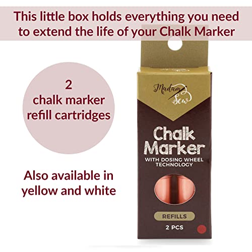 Madam Sew Fabric Chalk Markers for Sewing & Quilting | Refillable Tailors Chalk for Fabric Marking with Dosing Wheel | Ideal for Marking on Cotton, Knit, Suede [Red] - Image 5