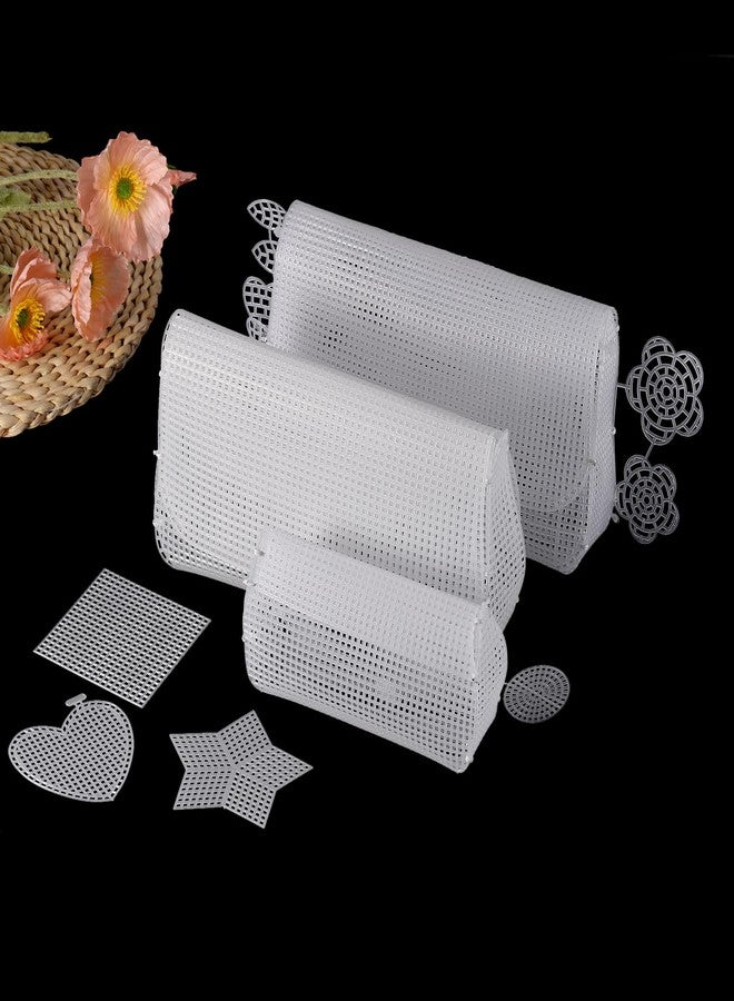 MECCANIXITY 4Pcs Plastic Mesh Canvas Sheet 6 Count 41.5 cm/ 16.3" for Crochet Bag Making Crossbody Bag Blank Canvas for Embroidery Needlepoint, Bag, Knit Crochet Mesh, White - Image 2