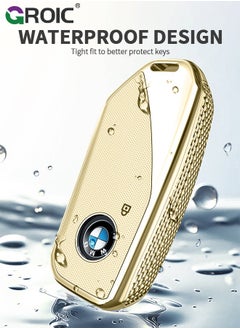 GROIC For BMW Key Fob Cover with Keychain, Car Key Shell Case for BMW 3 5 7 Series  X1 X3 X5 X7 IX XM U11735i 740Li 2023 2024, BMW Remote Smart Key PC Protector, Car Key Holder Key Cover (Yellow)  - Image 4