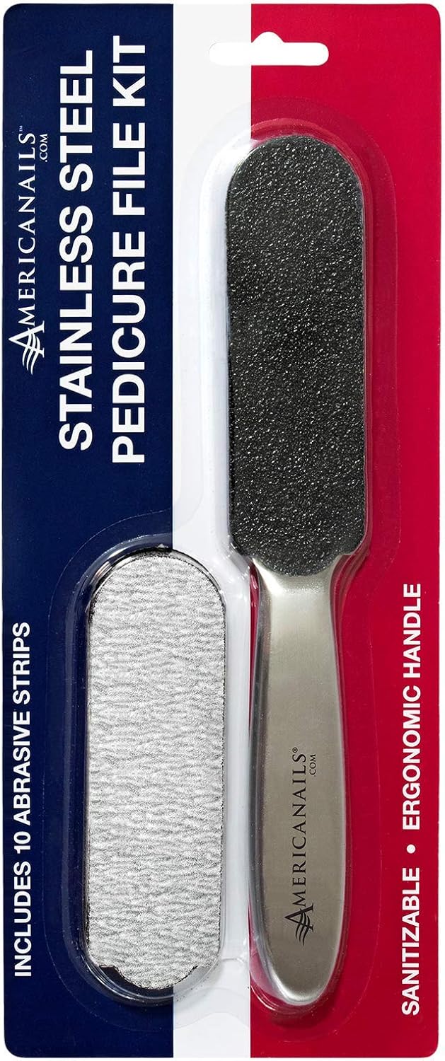 Americanails Stainless Steel Pedicure File Kit with EasyPeel Abrasive Strips