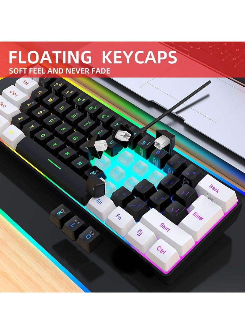 فلوينغ لوحة مفاتيح ألعاب RGB بـ 61 مفتاحًا، 60% مصغرة، سلكية، مقاومة للماء، للم gamers - الافتراضي - Image 4