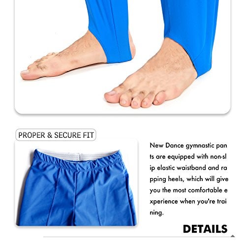 NEW DANCE Mens and Boys Gymnastics Pants Leotard Youth Ballet Tights Stirrup Pants for Dance Yoga Practice Athletic Royal - Image 4