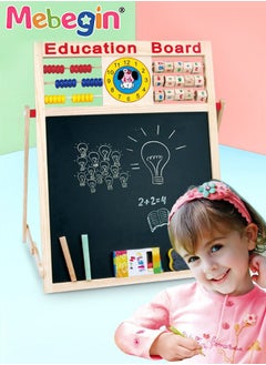 MEBEGIN Double-sided Wooden Art Easel for Kids, Magnetic Whiteboard with Clock and Math Teaching, Erasable Drawing Board, Educational Toy, suitable for Studying, Working and Drawing, Ideal Gift for Kids Aged 3+  - Image 2