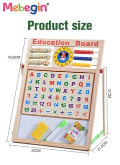MEBEGIN Double-sided Wooden Art Easel for Kids, Magnetic Whiteboard with Clock and Math Teaching, Erasable Drawing Board, Educational Toy, suitable for Studying, Working and Drawing, Ideal Gift for Kids Aged 3+  - Image 4