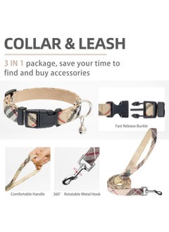 PUPTECK PUPTECK Adjustable Dog Harness Collar and Leash Set Step in No Pull Pet Harness for Small Medium Dogs Puppy and Cats Outdoor Walking Running, Soft Mesh Padded Reflective Vest Harnesses, Beige S  - Image 4