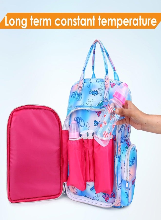 TRUE HUMAN Designer Ultra Premium Multipurpose Diaper Bag, Baby Bags, Anti Theft, Maternity Bag, Baby shower gift, Nappy Bag Mothers Bags (white blue) - Image 4