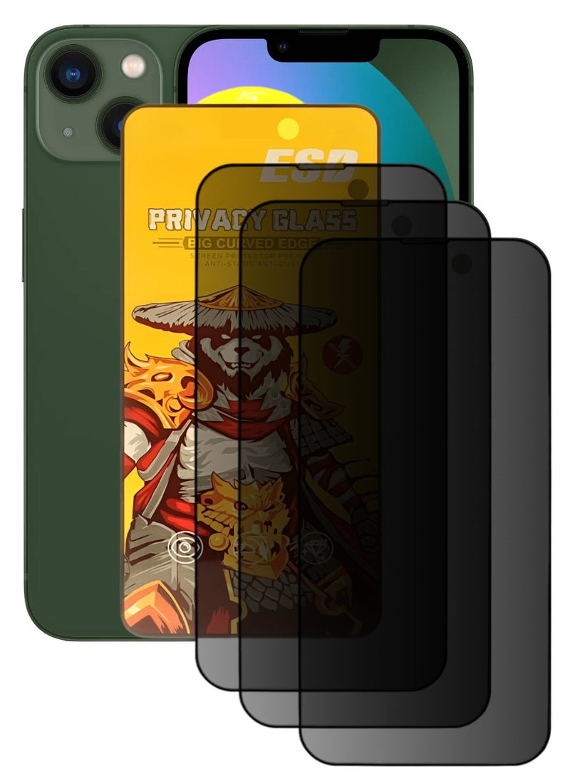 ESD 3 Pieces Tempered Dustproof Privacy Glass Screen Protector Compatible For iPhone 13 - Image 1