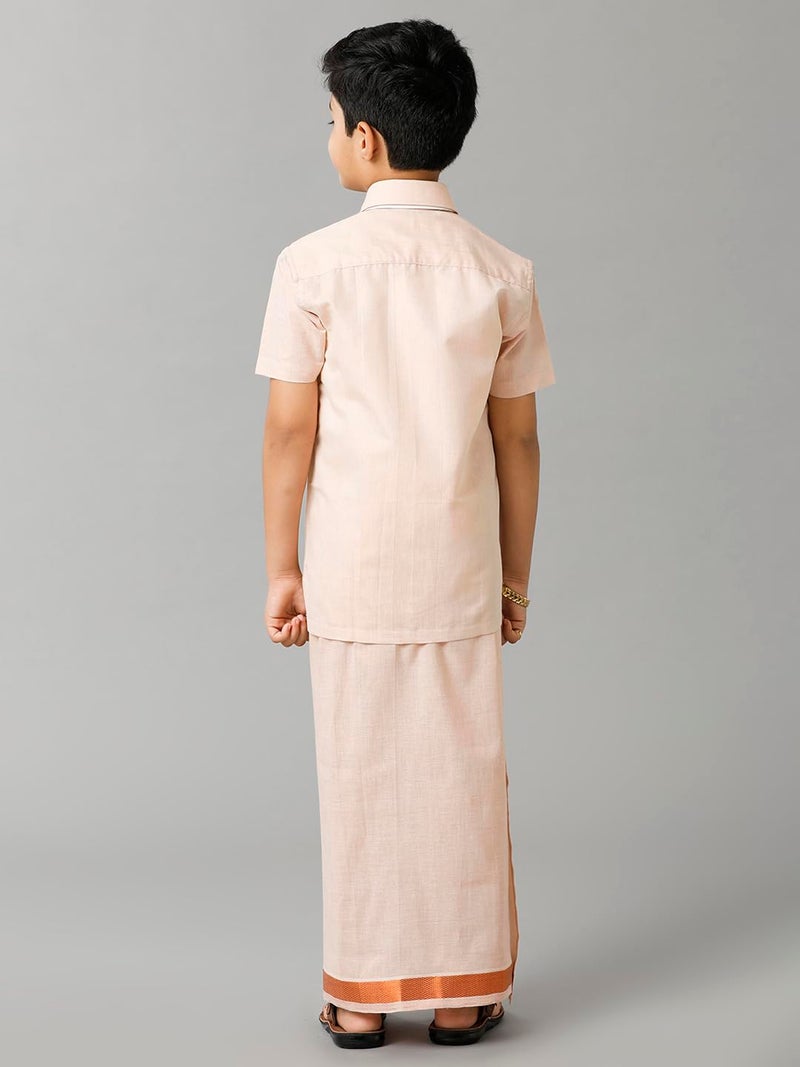 RAMRAJ COTTON طقم قميص نصف كم ودوتي للأطفال من رامراج - سانكالبام نحاسي (1-2 سنوات) - Image 2