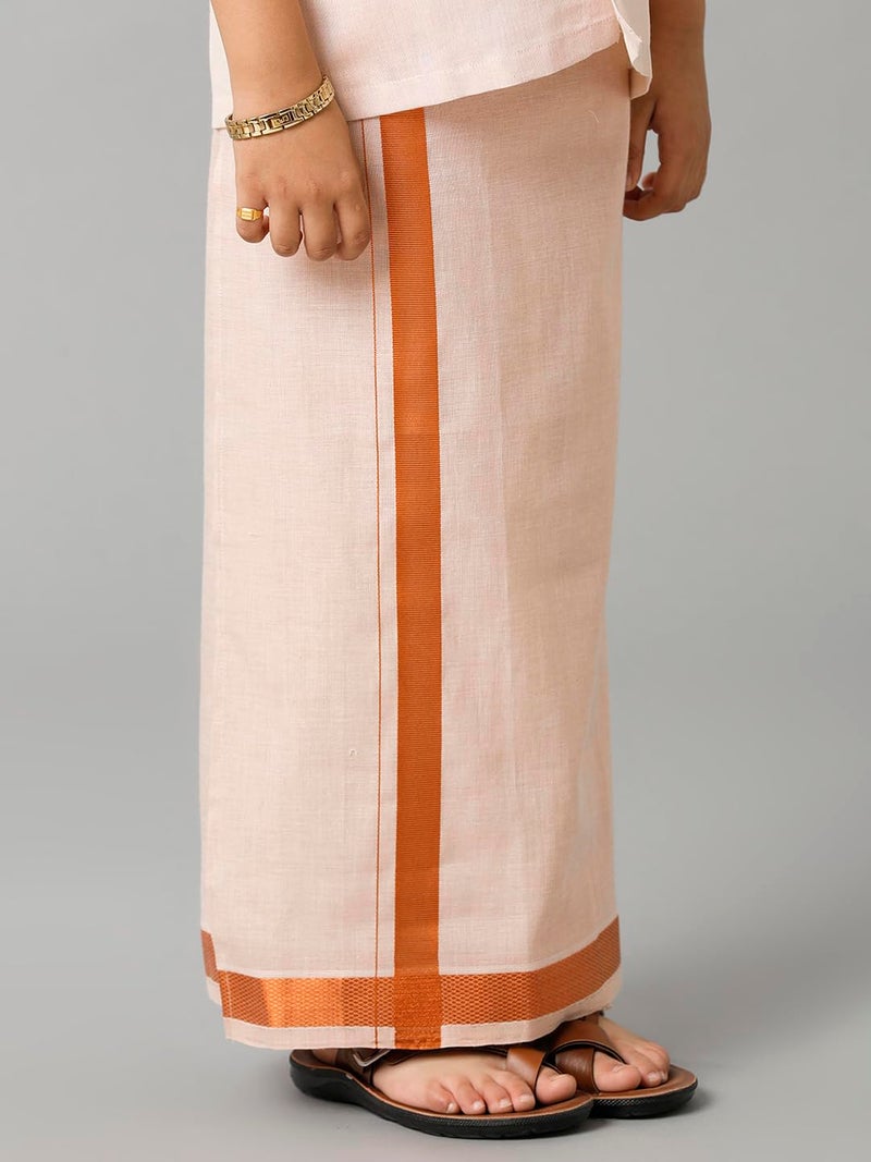 RAMRAJ COTTON طقم قميص نصف كم ودوتي للأطفال من رامراج - سانكالبام نحاسي (1-2 سنوات) - Image 3