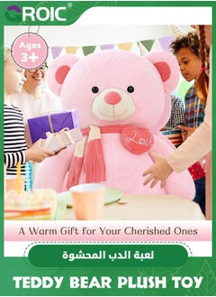 GROIC Giant Teddy Bear Soft Toy, 39" Large Stuffed Animal Big Soft Toys with Scarf and Footprints, Cuddly Stuffed Teddy Large Fluffy Teddies Plush Toy Gift for Kids Birthday Wedding Decorations (Pink, 100cm)  - Image 5