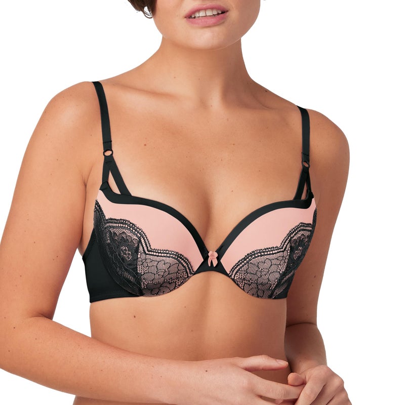 Maidenform Womens Love the Lift Push-Up Bra, Black/Gentle Peach Strappy Lace, 34C - Image 3