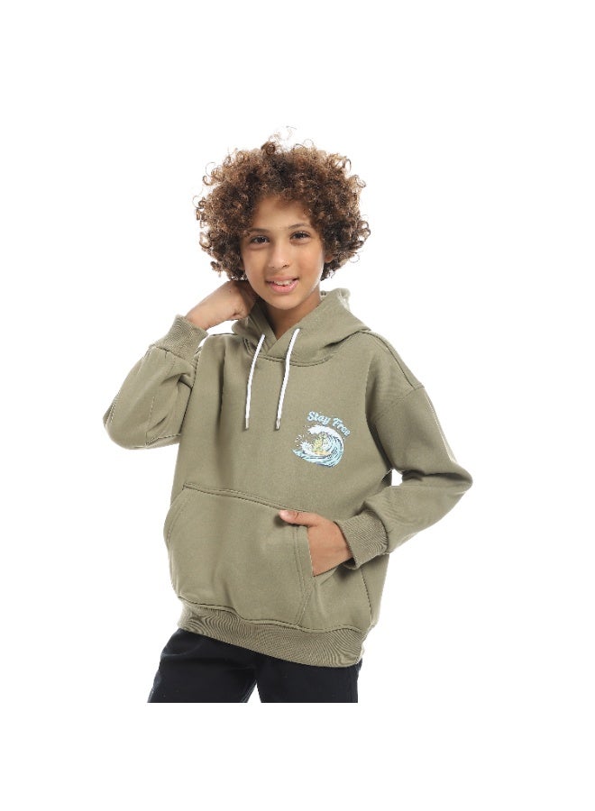Caesar Milton boys' winter hoodie with prints on the chest and back - Image 2