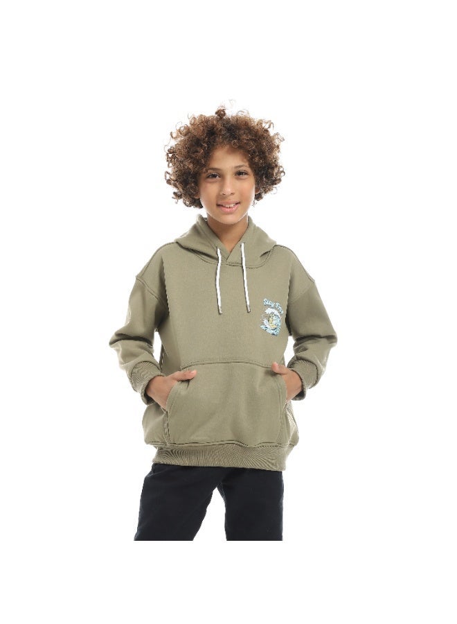 Caesar Milton boys' winter hoodie with prints on the chest and back - Image 1