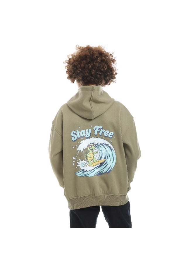 Caesar Milton boys' winter hoodie with prints on the chest and back - Image 4