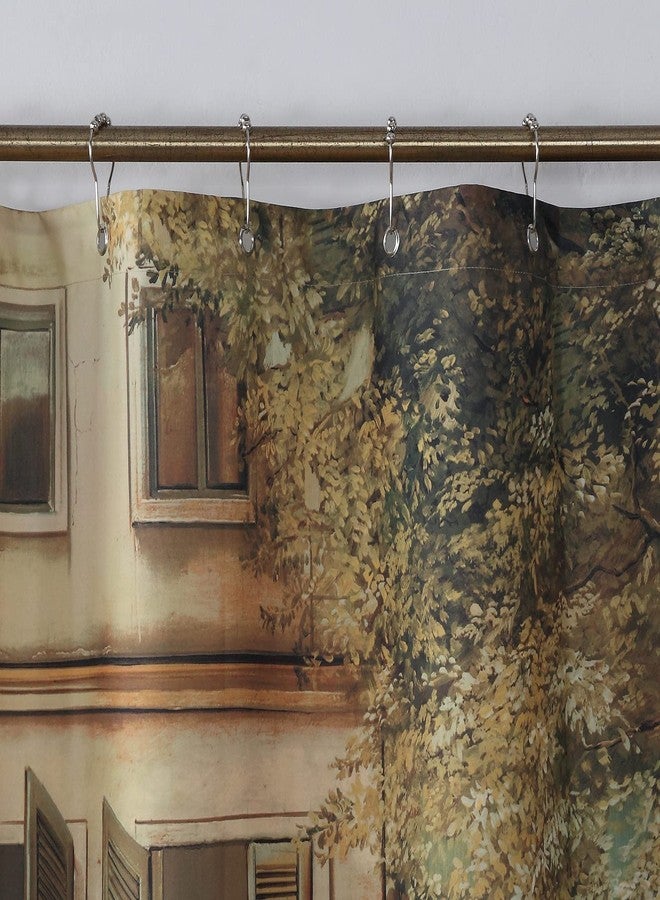 MVSUTA Cafe de Paris Vintage Fabric Waterproof Chocolate Farmhouse Printed Polyester Brown Shower Curtain for Bathroom,72" W x 72" L - Image 5