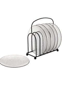 Dania A Set Of 6 Glass Dessert Plates With A Metal Stand, The Plate MulticolourRound Size Is 15Cm  - Image 2