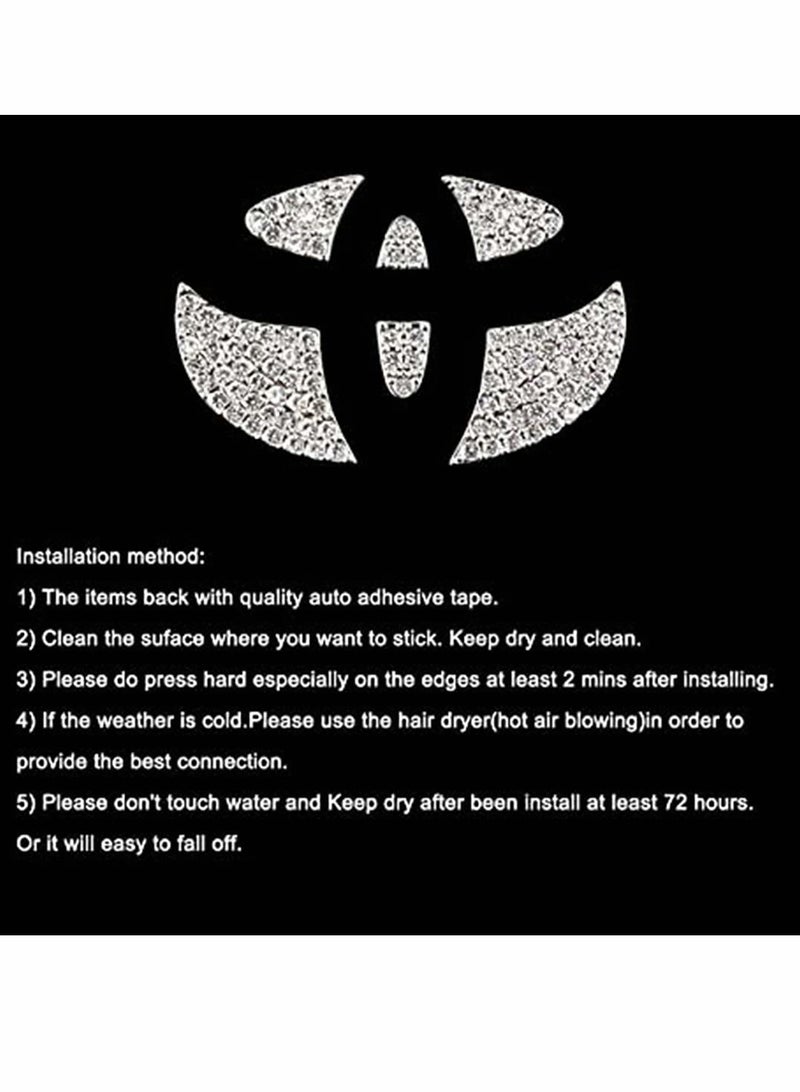 Zikra Bling Steering Wheel Logo Caps for Toyota, DIY Diamond Crystal Sparkly Steering Wheel Emblem Accessories Badge Interior Decorations Compatible for Women for All Toyota - Image 3