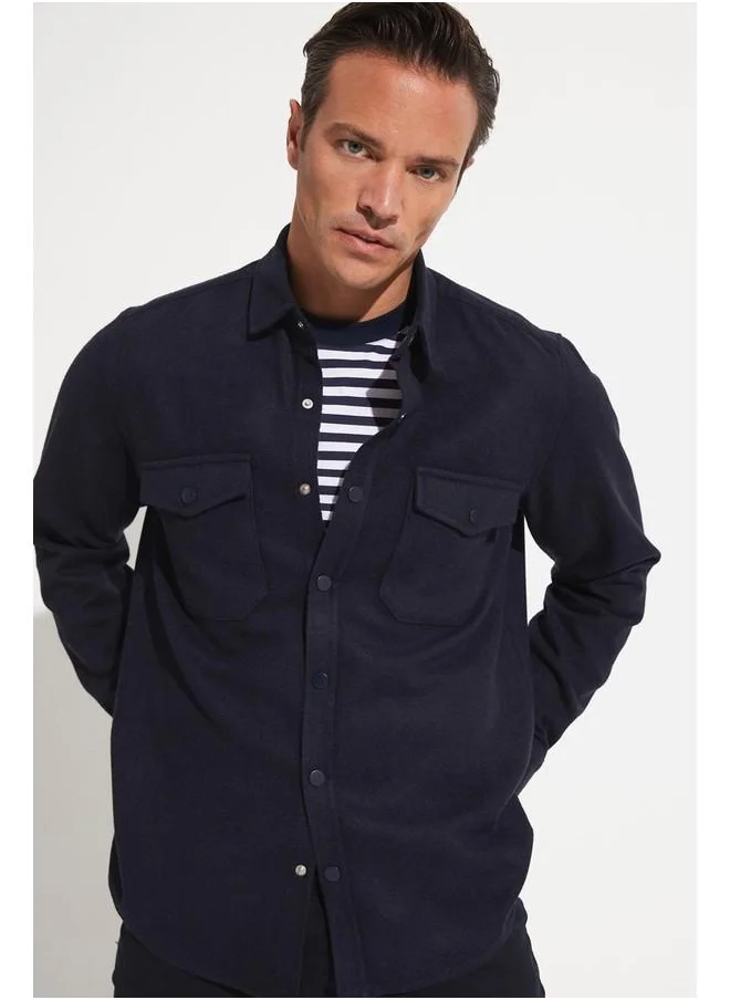 جون June Men Snap-button Shirt Navy