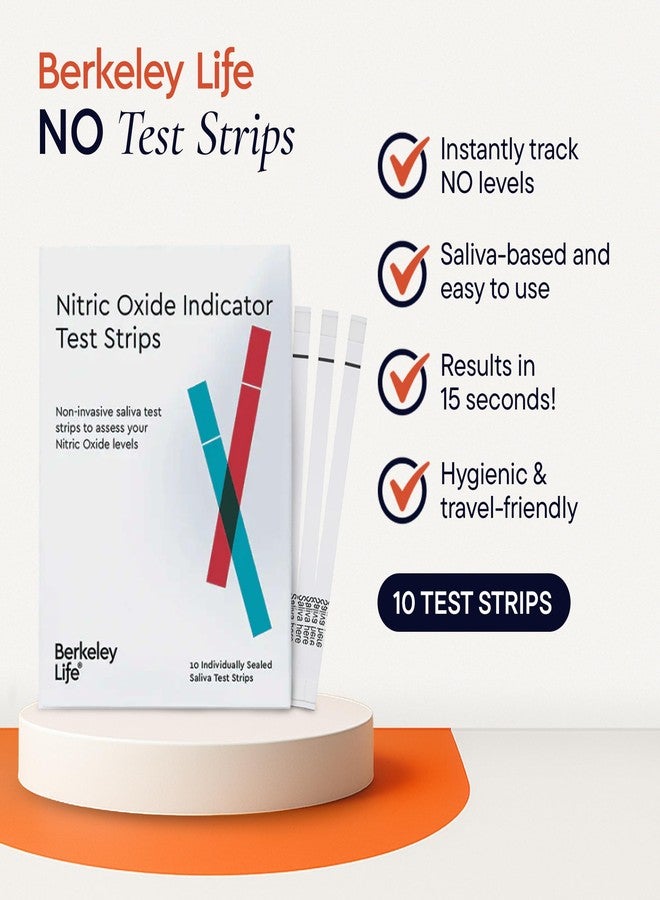 Berkeley Life Nitric Oxide Test Strips - at-Home, Non-Invasive Saliva Testing Kit to Assess Nitric Oxide Levels for Men & Women - 10 Individually Sealed Indicator Strips - Image 2