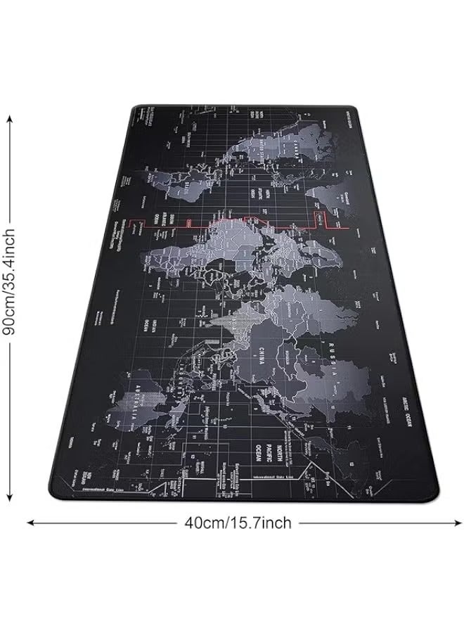 ألعاب ماوس باد 90x40cm ، ماوس مات مضاد للانزلاق ، قاعدة مطاطية ماوس باد خريطة العالم والحواف المخيطة لمكتب اللاعبين - Image 2