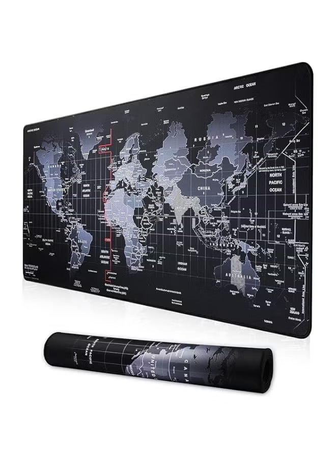 ألعاب ماوس باد 90x40cm ، ماوس مات مضاد للانزلاق ، قاعدة مطاطية ماوس باد خريطة العالم والحواف المخيطة لمكتب اللاعبين - Image 1