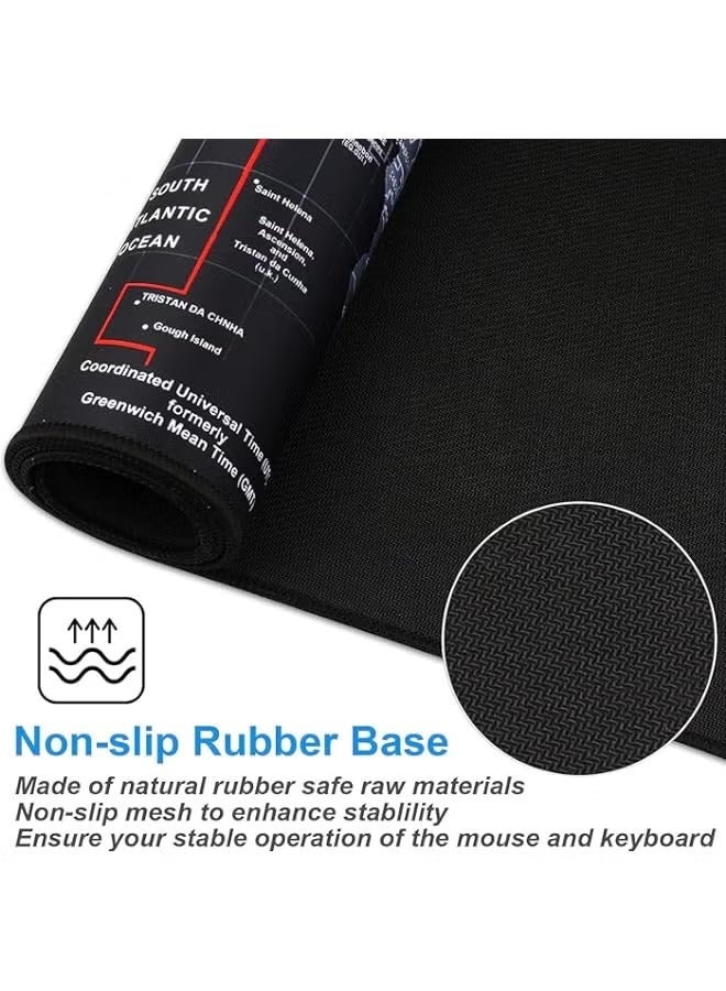 ألعاب ماوس باد 90x40cm ، ماوس مات مضاد للانزلاق ، قاعدة مطاطية ماوس باد خريطة العالم والحواف المخيطة لمكتب اللاعبين - Image 5