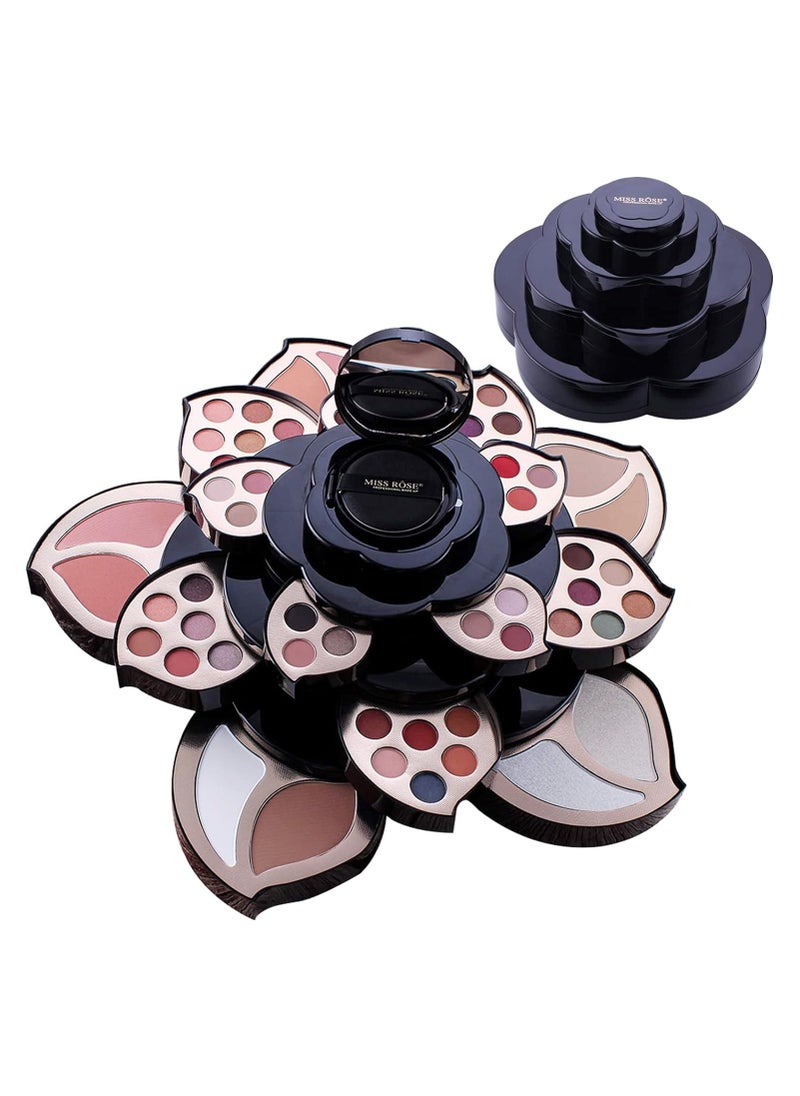 Miss Rose MISS ROSE black flower artist makeup case rotated box professional multi-role makeup kit eyeshadow for makeup dresser  - Image 1