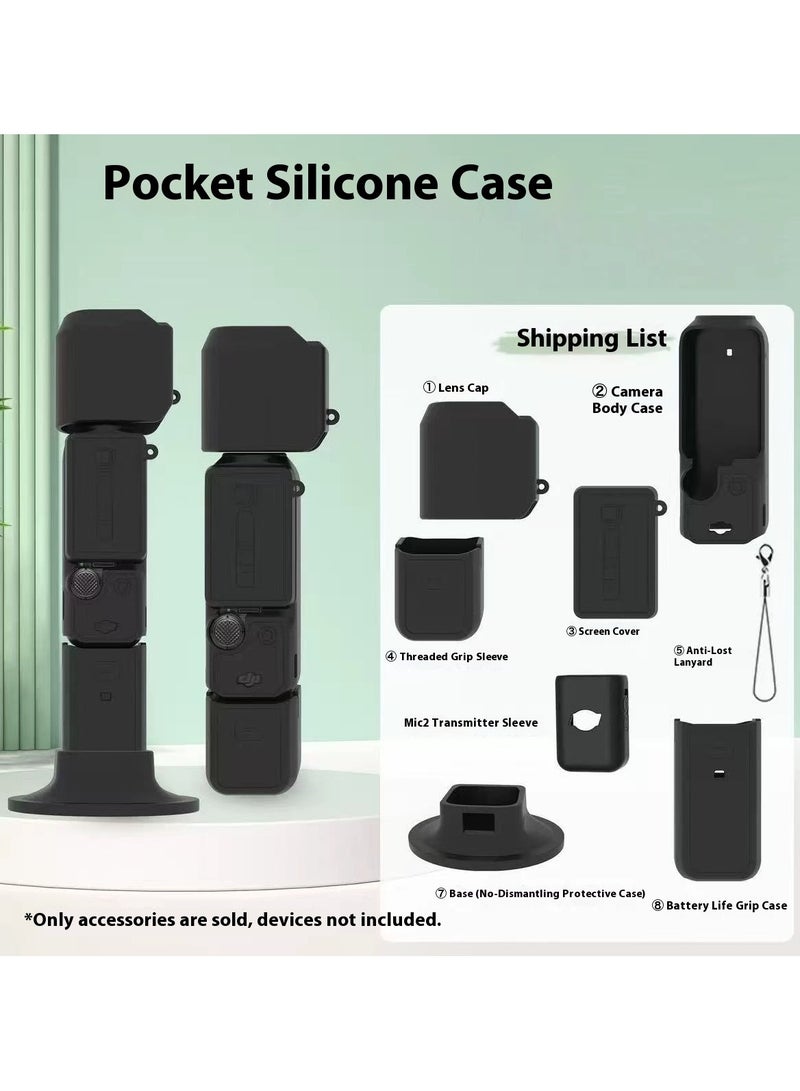 DJI Osmo Pocket 3 Silicone Case Silicone Case Protective Cover Handheld Gimbal Sports Camera Accessories（black） - Image 1