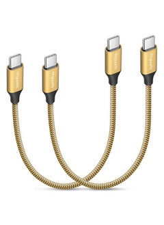 etguuds Gold USB C to USB C Cable 1ft, 2-Pack 60W USBC to USBC Cord, Type C to C Charger Cable Fast Charging for iPhone 16 15 Pro Max Plus, for Samsung Galaxy S24 S23 S22, for MacBook/iPad, Pixel  - Image 1