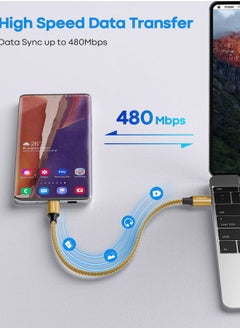 etguuds Gold USB C to USB C Cable 1ft, 2-Pack 60W USBC to USBC Cord, Type C to C Charger Cable Fast Charging for iPhone 16 15 Pro Max Plus, for Samsung Galaxy S24 S23 S22, for MacBook/iPad, Pixel  - Image 4