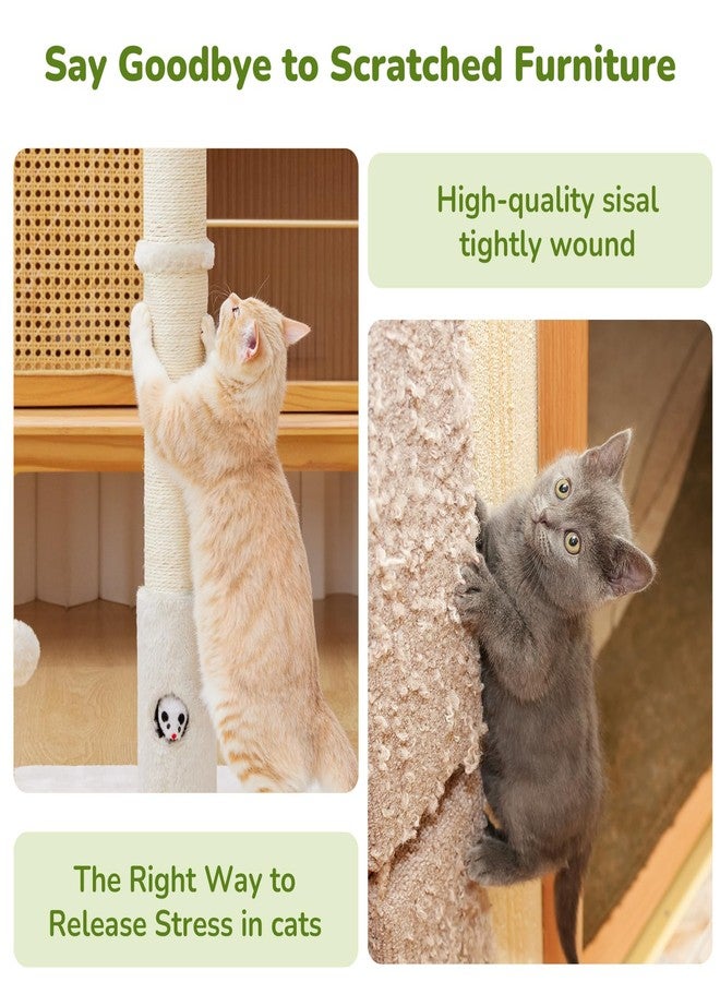 Woochpet Cat Scratching Posts 33" for Adults Cats, Cat Scratcher with Soft Fabric Covering Base and Durable Sisal Rope, Scratcher with Fun Mouse Hole and Cat Toy for Tall Cats (White) - Image 5