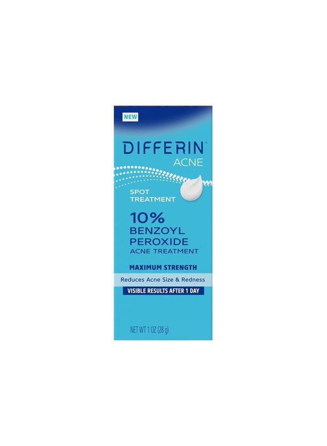 differin علاج بقع حب الشباب مع 10% بنزويل بيروكسايد، علاج حب الشباب بأقصى قوة، علاج سريع المفعول للبقع للوجه، 1 أونصة - Image 3