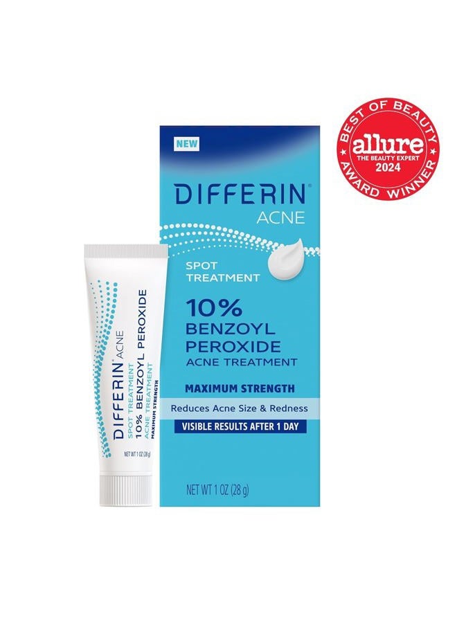 differin علاج بقع حب الشباب مع 10% بنزويل بيروكسايد، علاج حب الشباب بأقصى قوة، علاج سريع المفعول للبقع للوجه، 1 أونصة - Image 2