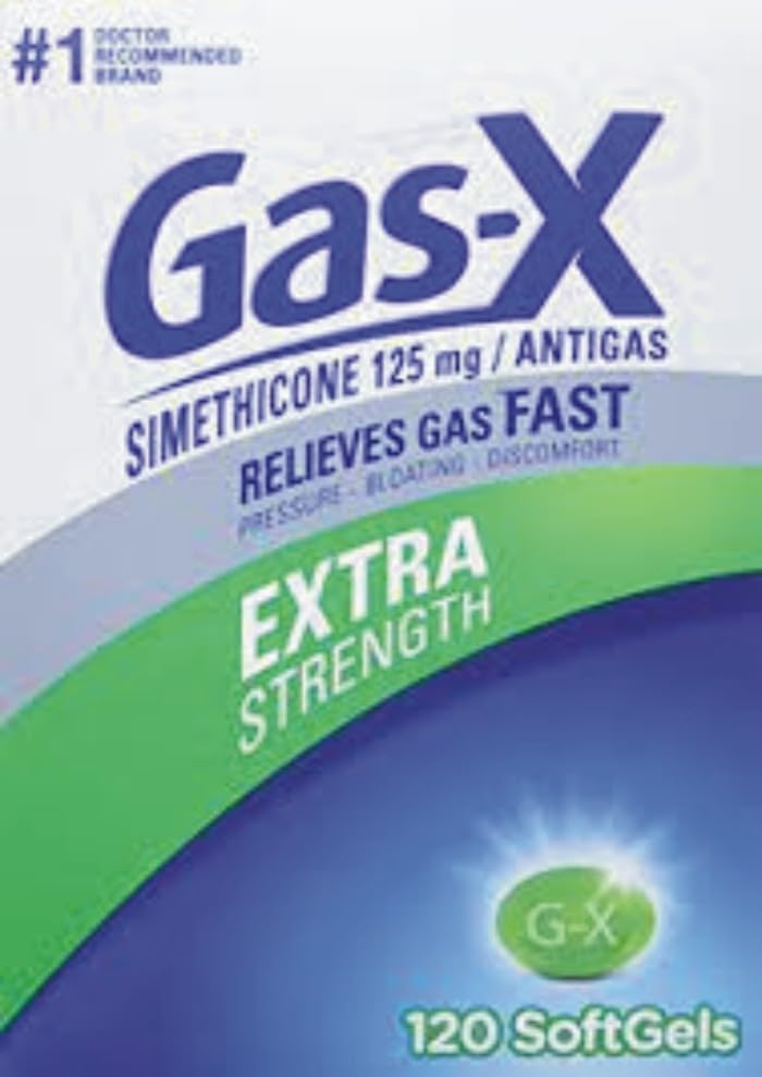 GasX Extra 125mg Strength Gas Relief Simethicone 120 Softgels