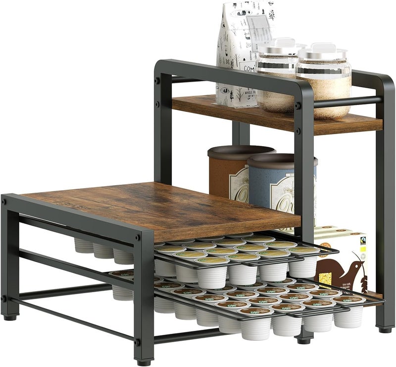 OGFC 28377 Coffee Pod Holder, Coffee Pod Drawer, K Cup Holder, Cafe Pod Organizer with 2-Tier Sliding Storage Drawer - Image 1