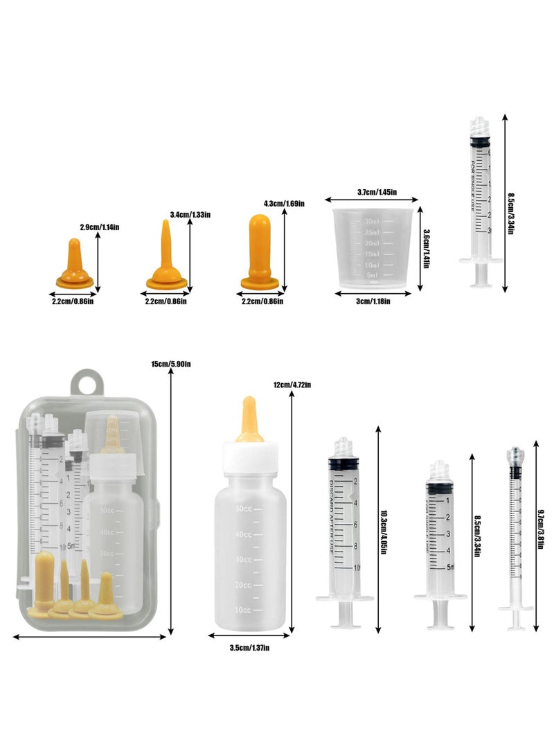 محقنة تغذية الحيوانات الأليفة مع حلمة، أدوات تغذية من السيليكون للقطط الصغيرة والجراء ومحقنة تغذية للقطط والكلاب والحيوانات الصغيرة والأرانب (1 مل + 3 مل + 5 مل + 10 مل) - Image 4